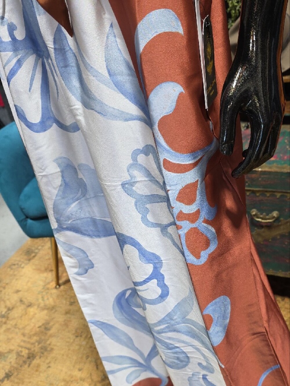 Live 4 Truth Rust Blue Floral Wide-Leg Pants - Picture 6 of 11